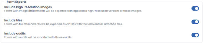 Form Export Settings