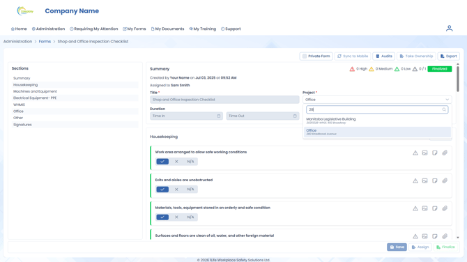 Job Codes - Form instance